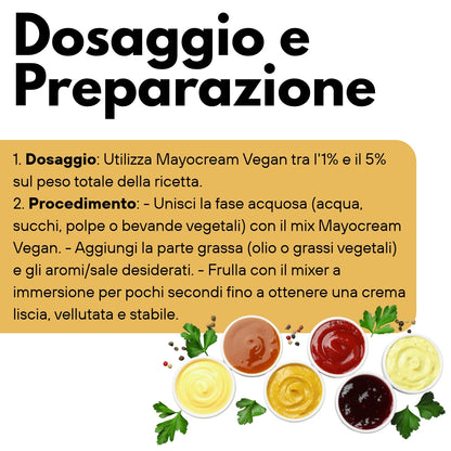 Mayocream Vegan SaporePuro, mix tecnico vegetale per creme, salse e coulis in polvere
