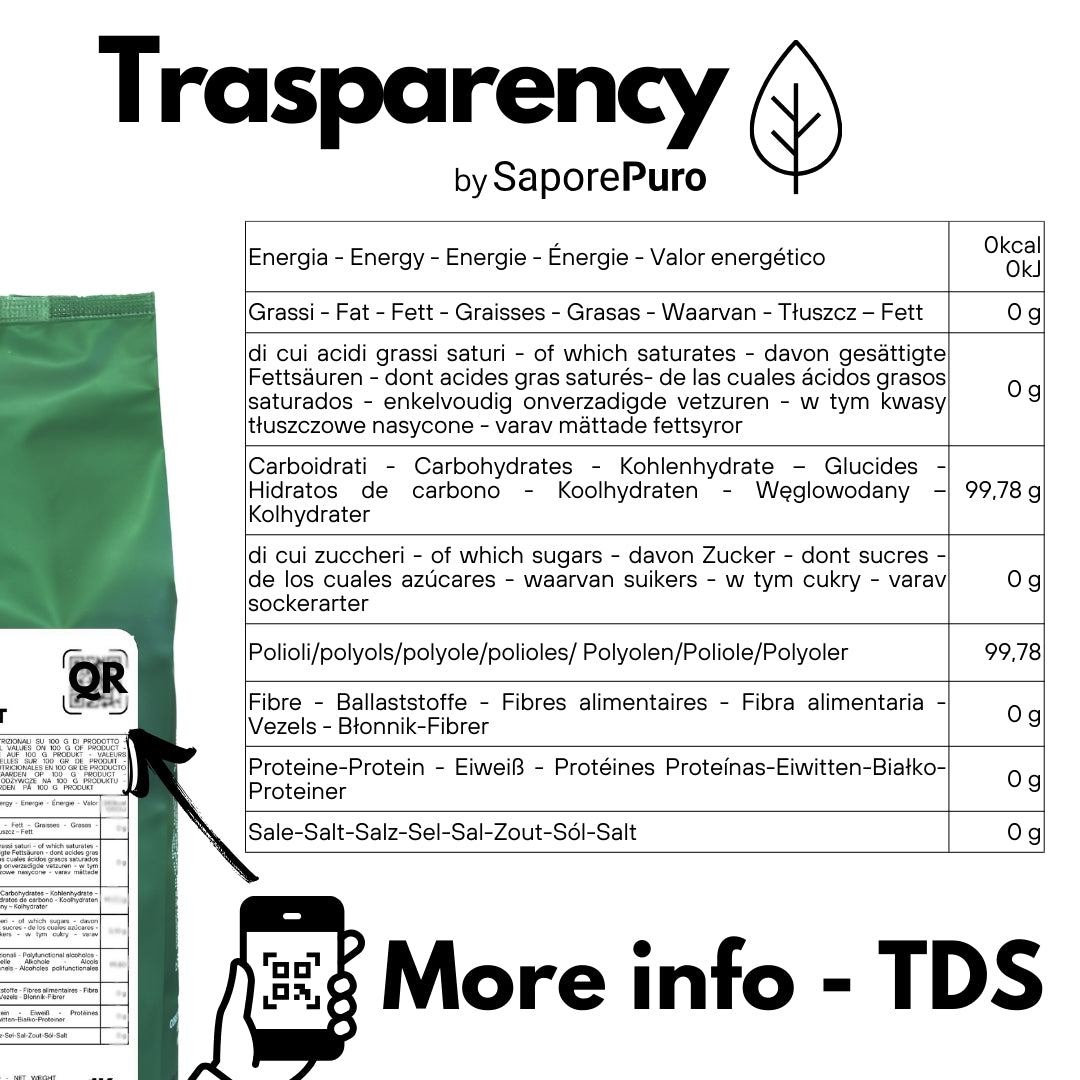 Erythritol - Alternative au sucre - origine FRANCE - Édulcorant 0kcal - SaporePuro