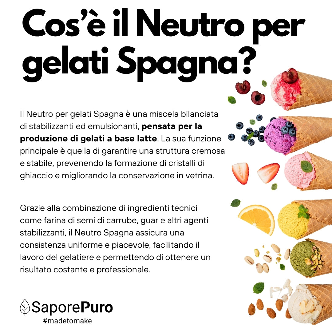 Neutro per Gelati Spagna - Il Segreto per un Gelato Cremoso e di Alta Qualità - Stabilizzante per Gelato