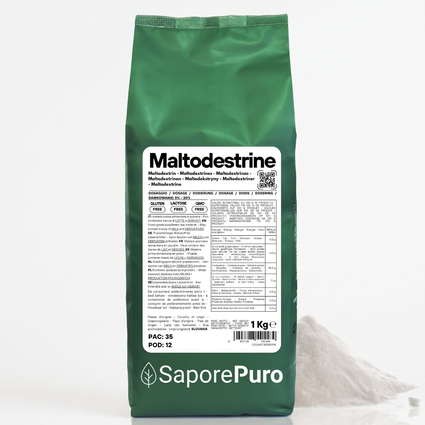 Maltodextrins 18-19DE - Packaged in Italy - Slow-Release Sugar - for Ice Cream