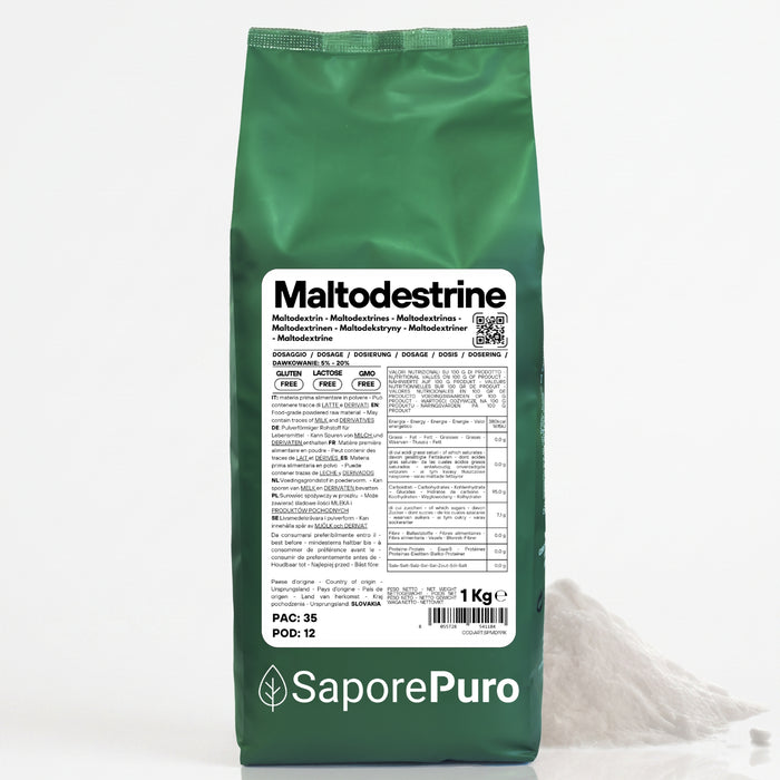 Maltodextrin 18-19DE - Abgepackt in Italien - Zucker mit langsamer Freisetzung - für Speiseeis