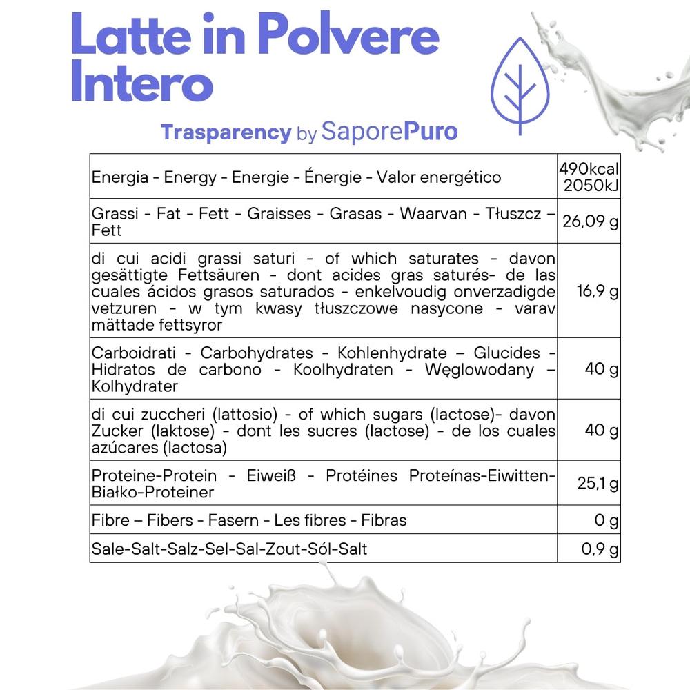 Latte Intero in Polvere SaporePuro | Qualit U.E. per cucina e gelato Latte Intero in Polvere SaporePuro | Qualit U.E. per cucina e gelato