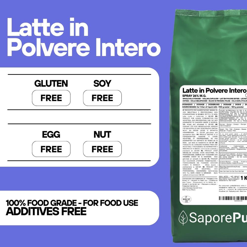 Latte Intero in Polvere SaporePuro | Qualit U.E. per cucina e gelato Latte Intero in Polvere SaporePuro | Qualit U.E. per cucina e gelato