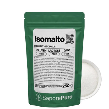 Isomalto SaporePuro origine Germania, dolcificante naturale per cucina e forno, in confezione visibile.