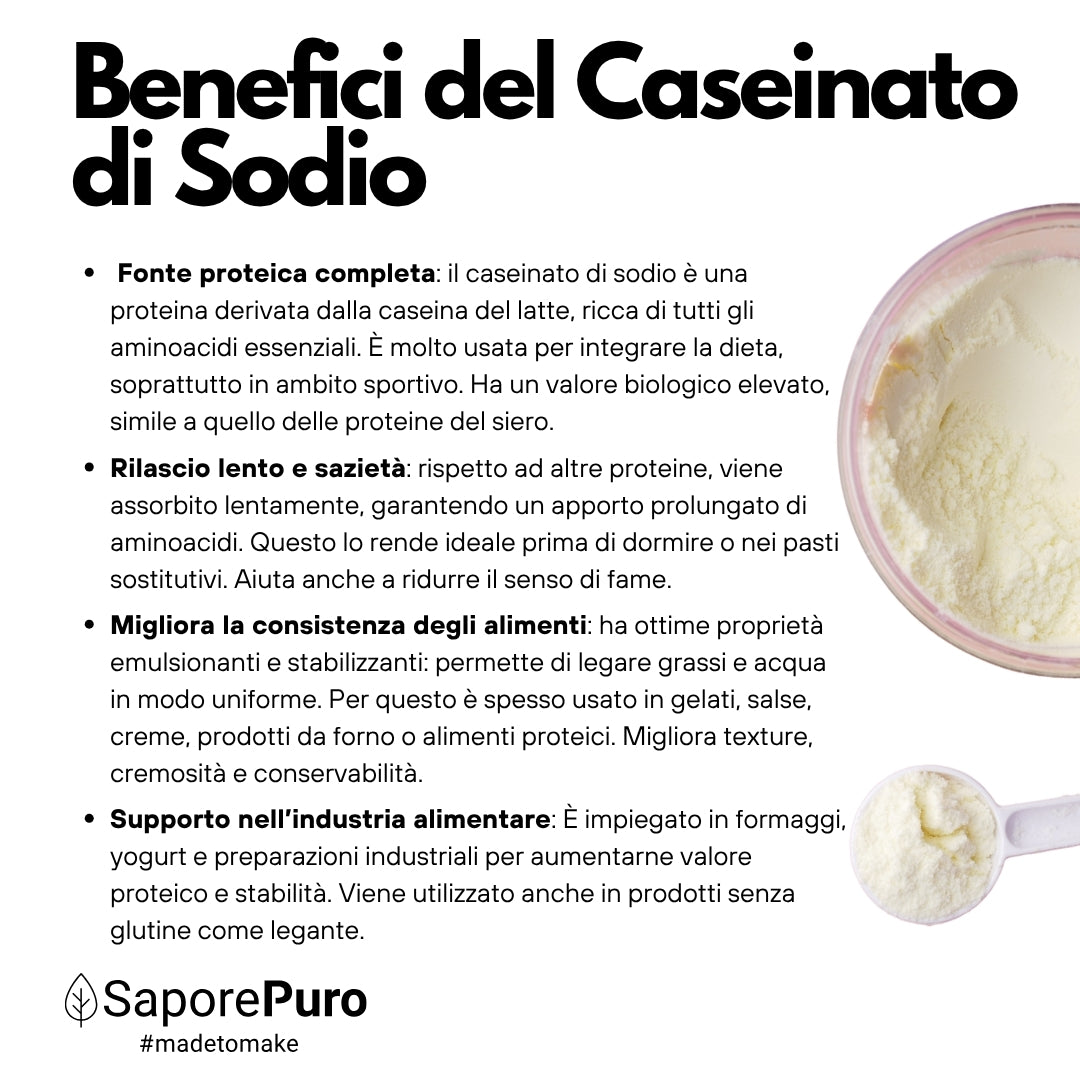 Caseinato di Sodio - 500gr - SaporePuro - Proteina pura da Latte (Caseina) - Gluten Free