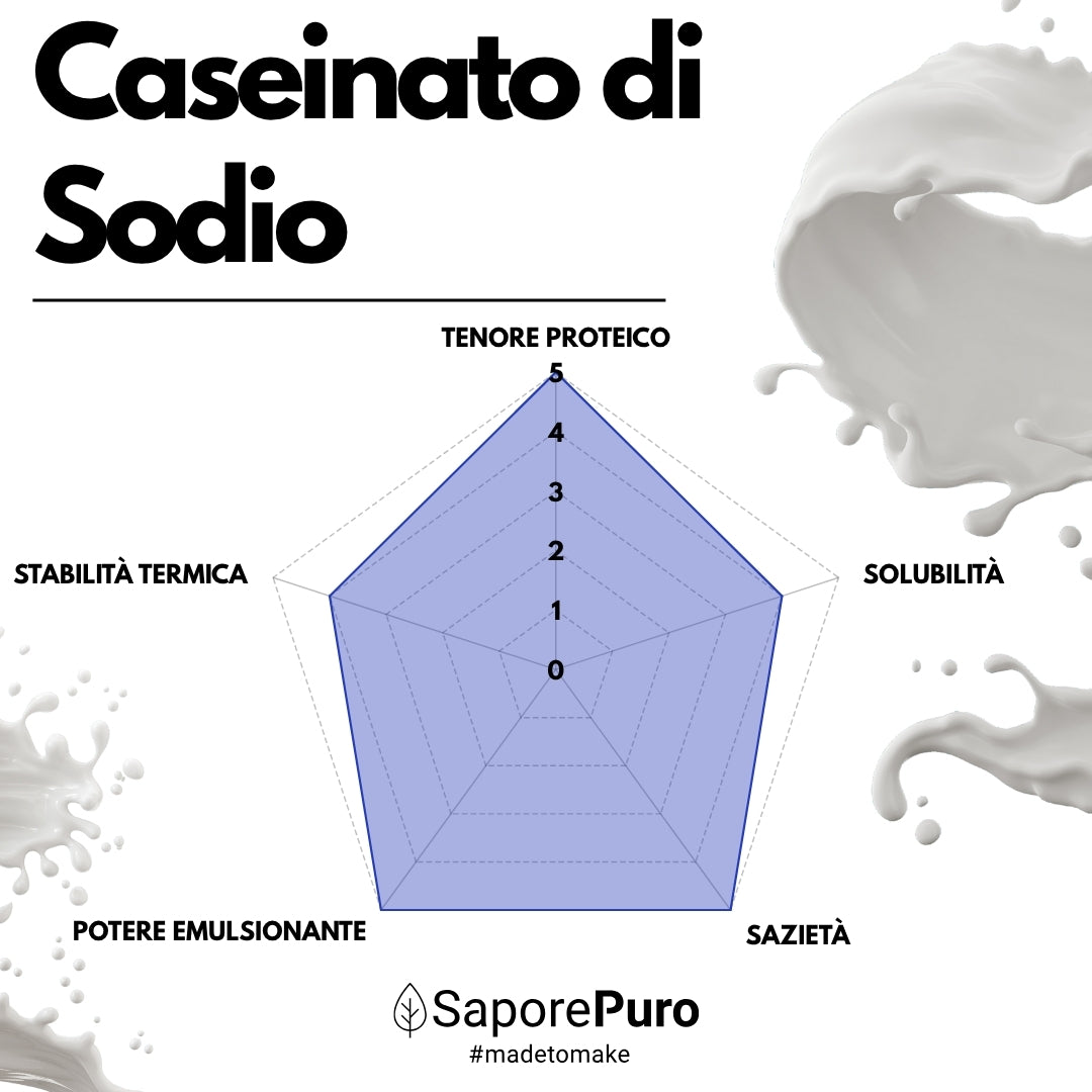 Caseinato di Sodio - 500gr - SaporePuro - Proteina pura da Latte (Caseina) - Gluten Free