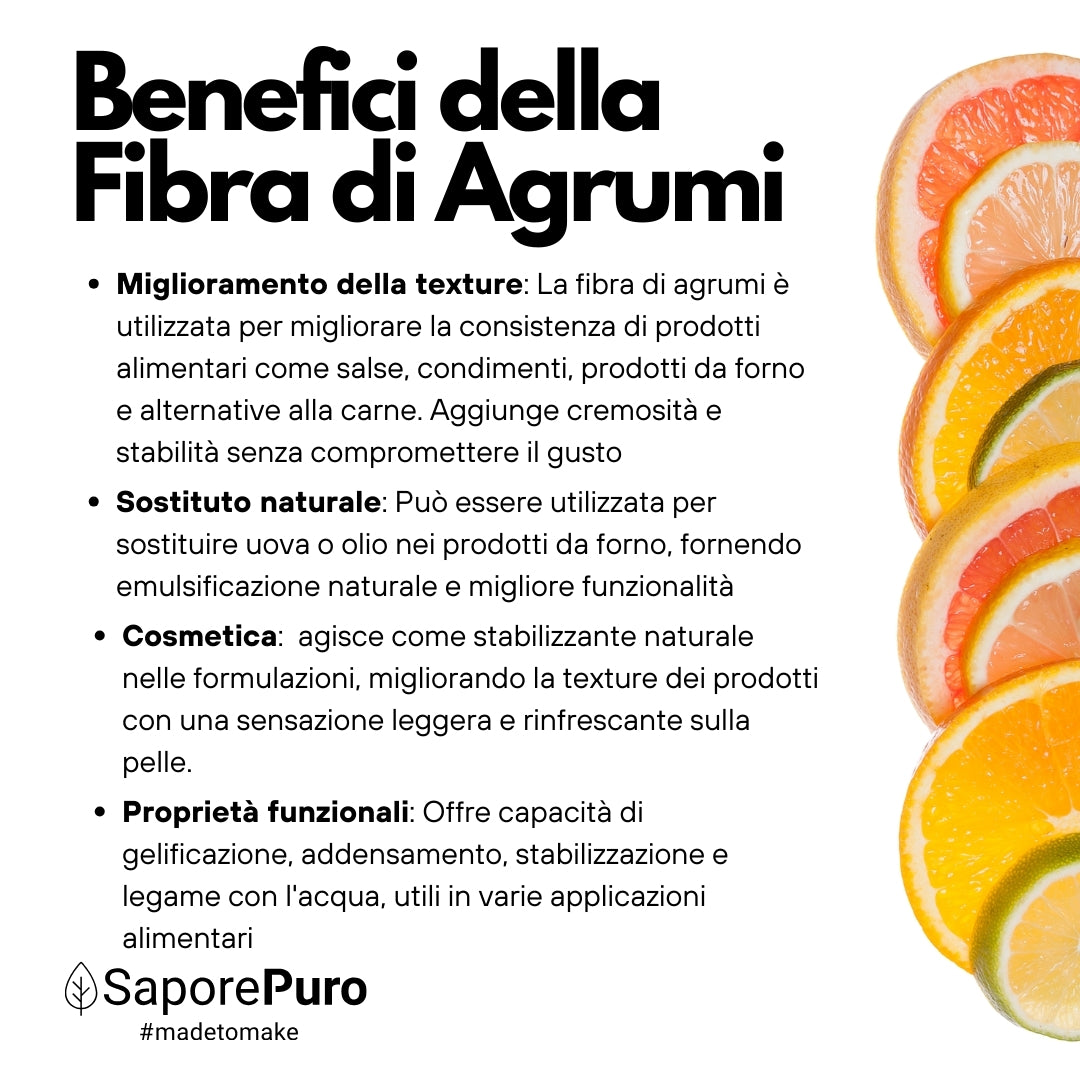 Fibra di Agrumi - Addensante Clean Label per Gelato senza "E" - Ex Fibra di Limone - SaporePuro