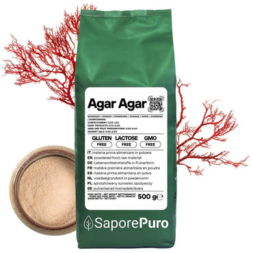 Agar agar SaporePuro E406, gelificante naturale in polvere, provenienza Italia, in confezione da 100g.
