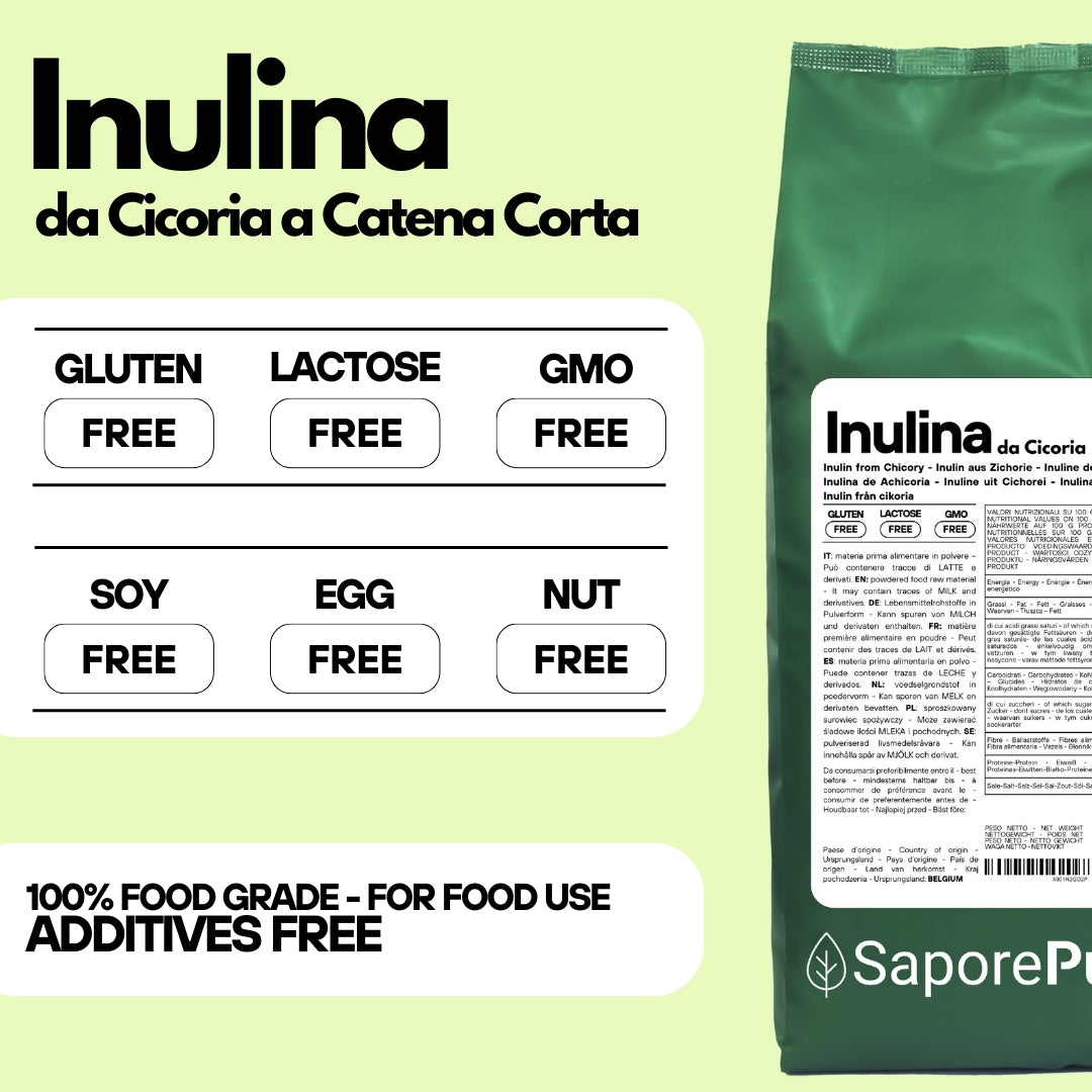 Inulina in polvere pura - Origine Europa - A catena corta - SaporePuro