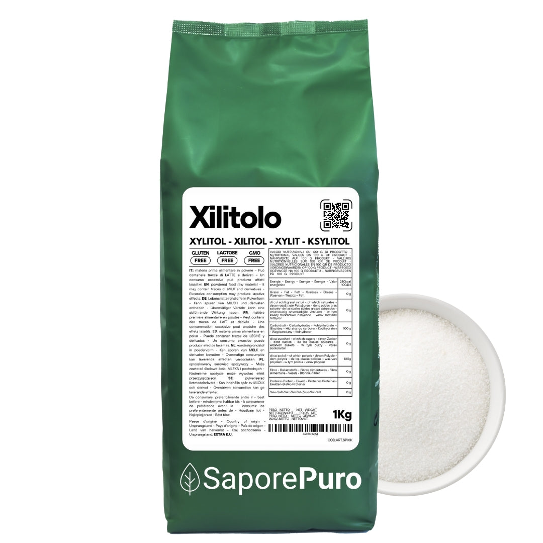 Xylitol de bouleau - 1kg - Edulcorant naturel avec moins de calories - SaporePuro