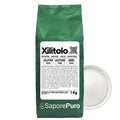 Zucchero dolcificante naturale Xilitolo SaporePuro, origine extra EU, meno calorie, confezione bianca e etichetta sul fronte