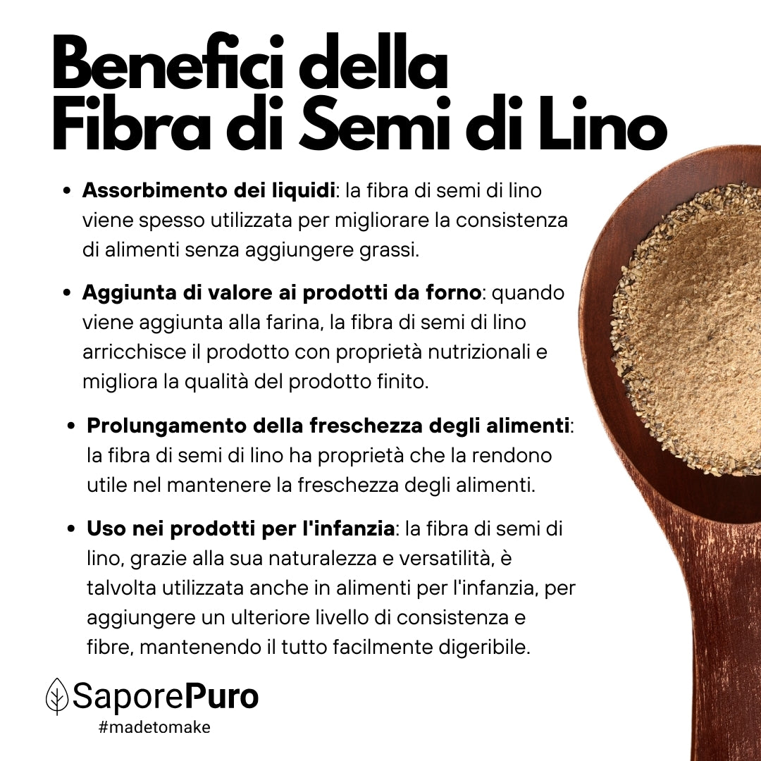 Fibra di semi di Lino 100gr - Addensante Naturale - Sostituto "E" Clean Label - Per gelati, dolci e salse.