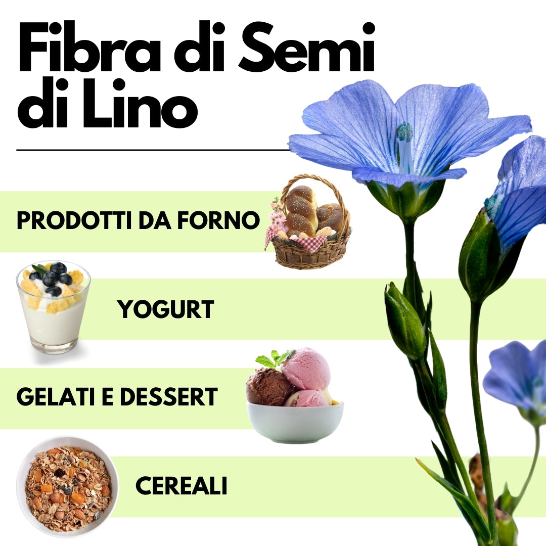 Fibra di semi di Lino 100gr - Addensante Naturale - Sostituto "E" Clean Label - Per gelati, dolci e salse.