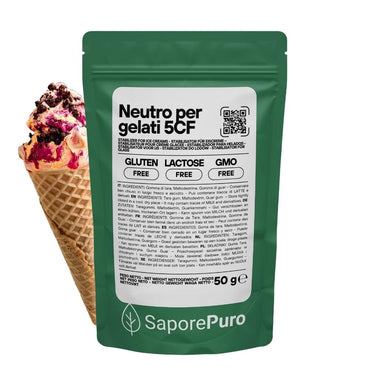 Neutro per gelato 5CF di SaporePuro, stabilizzante per gelati artigianali, ingrediente per cucinare e da forno, made in Italy.