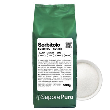 Sorbitolo SaporePuro, dolcificante versatile per gelati e dolci morbidi, ingrediente per cucina e forno, immagine del prodotto.