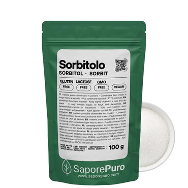 Sorbitolo SaporePuro, dolcificante versatile per gelati e dolci morbidi, ingrediente per cucina e forno, immagine del prodotto.