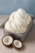 Base pronta e vegana SaporePuro Cocco Easy, neutro per gelato al cocco, visibile nel contenuto dell'immagine.