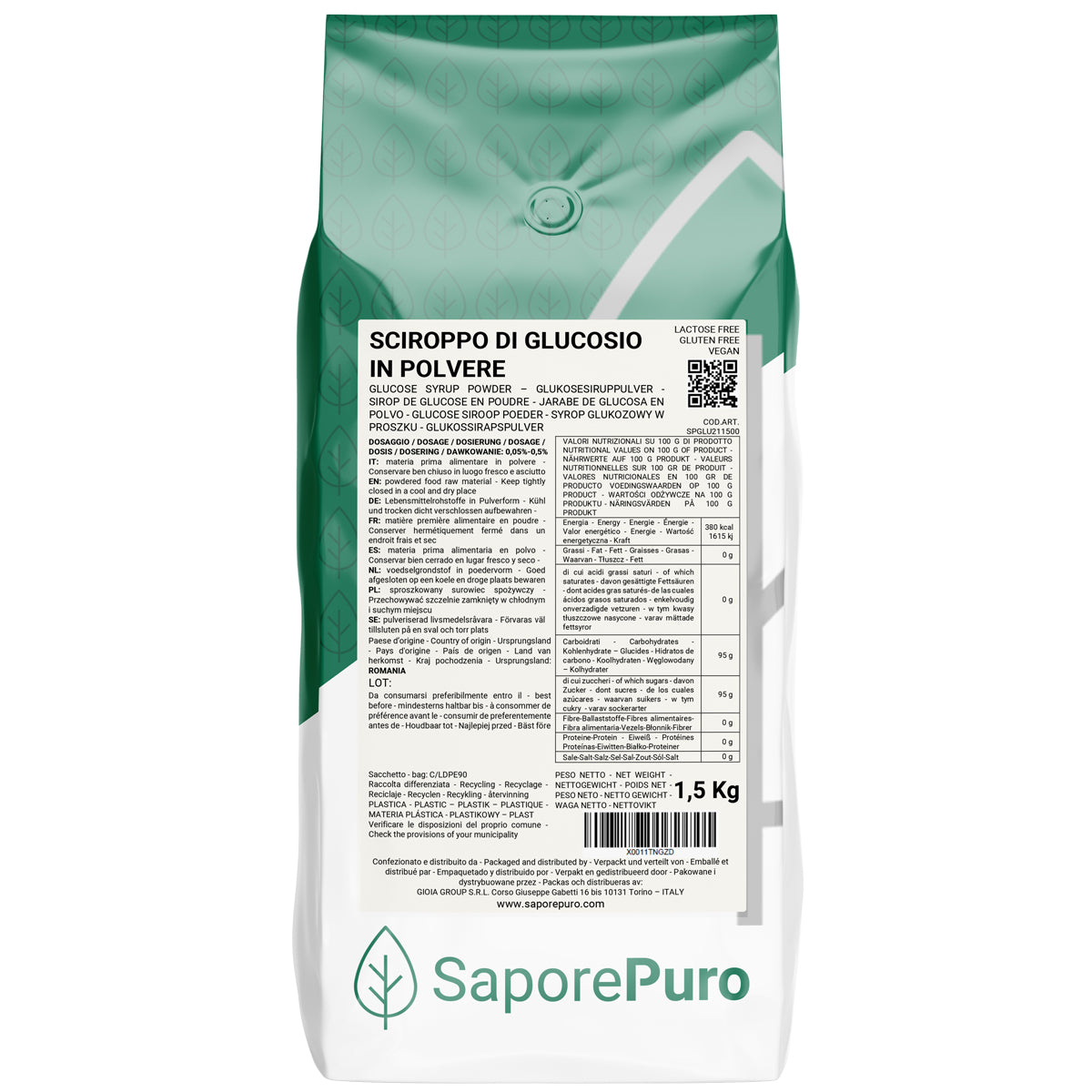 Glukosesirup Pulver 21DE - 1,5 kg - SaporePuro