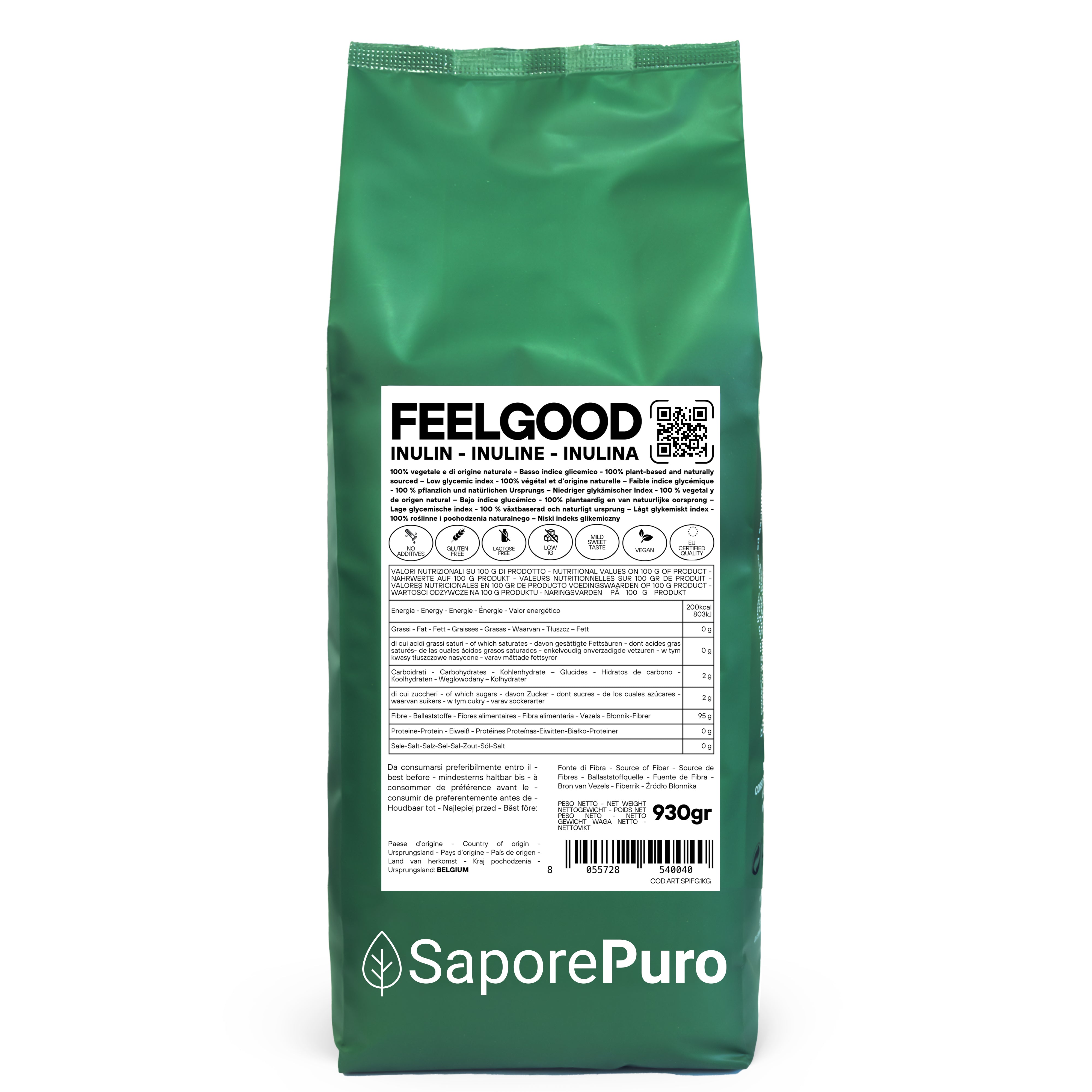 FeelGood Inulin - BIG Índice glucémico bajo - Soluble en agua - FlavourPure