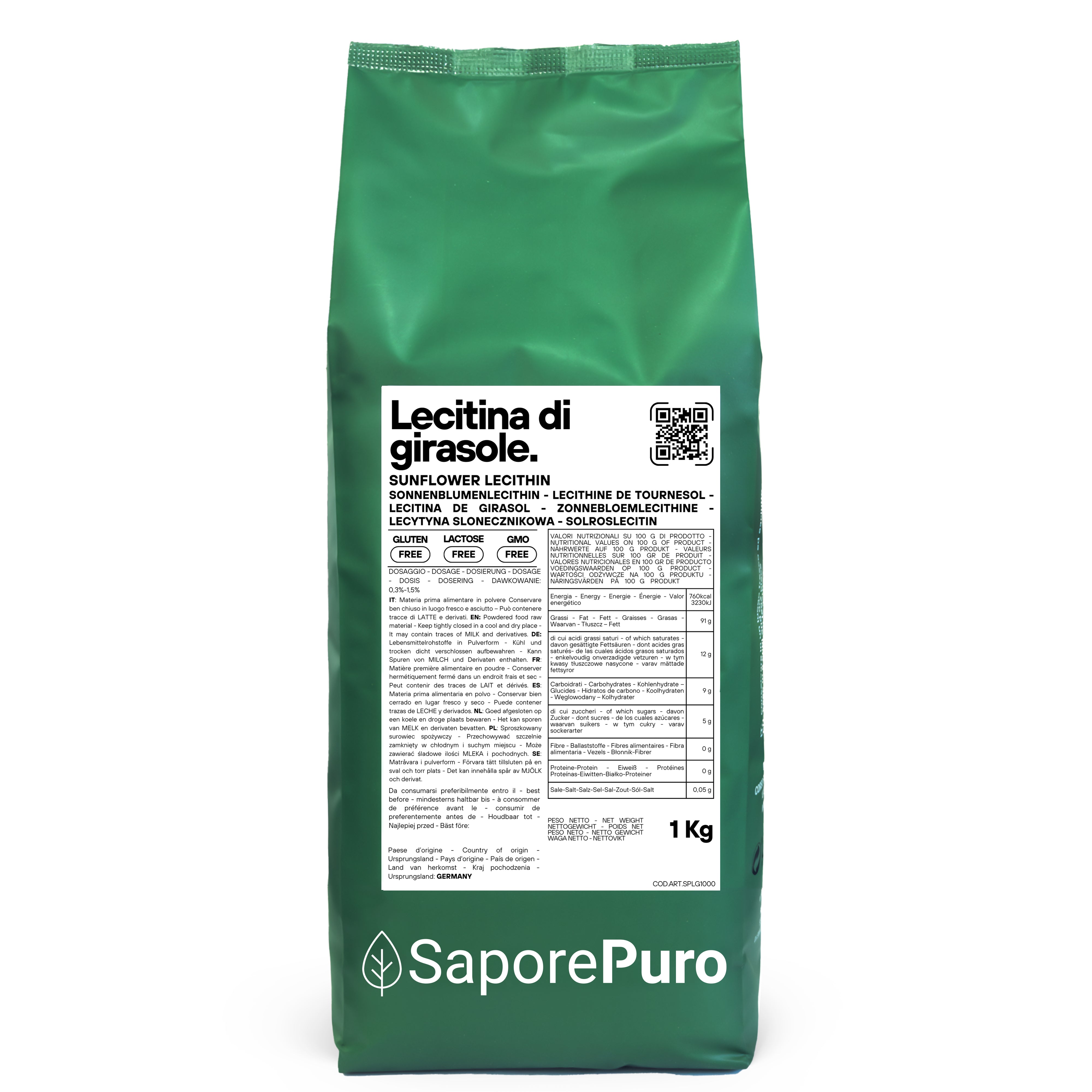 Lecitina di Girasole E322 - De-Oleata - Alternativa alla Soia - SaporePuro