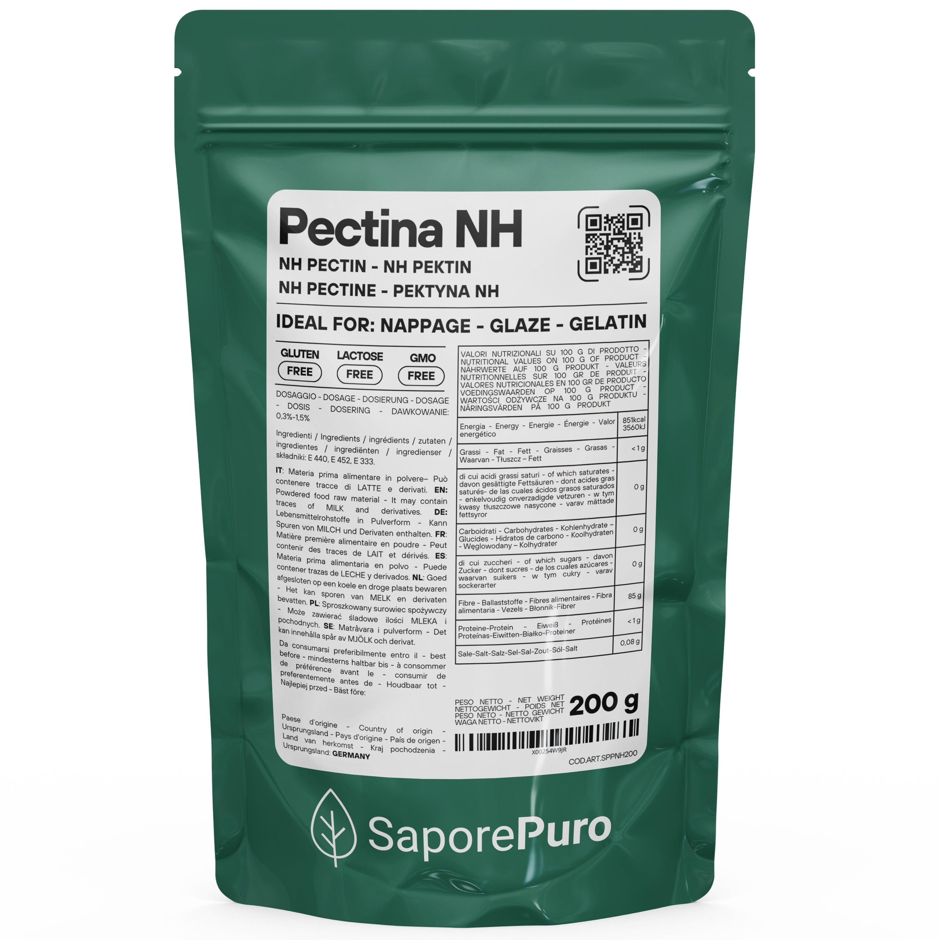 Pectina NH SaporePuro - ideal para nappage, gelatinas y glaseados - SaporePuro