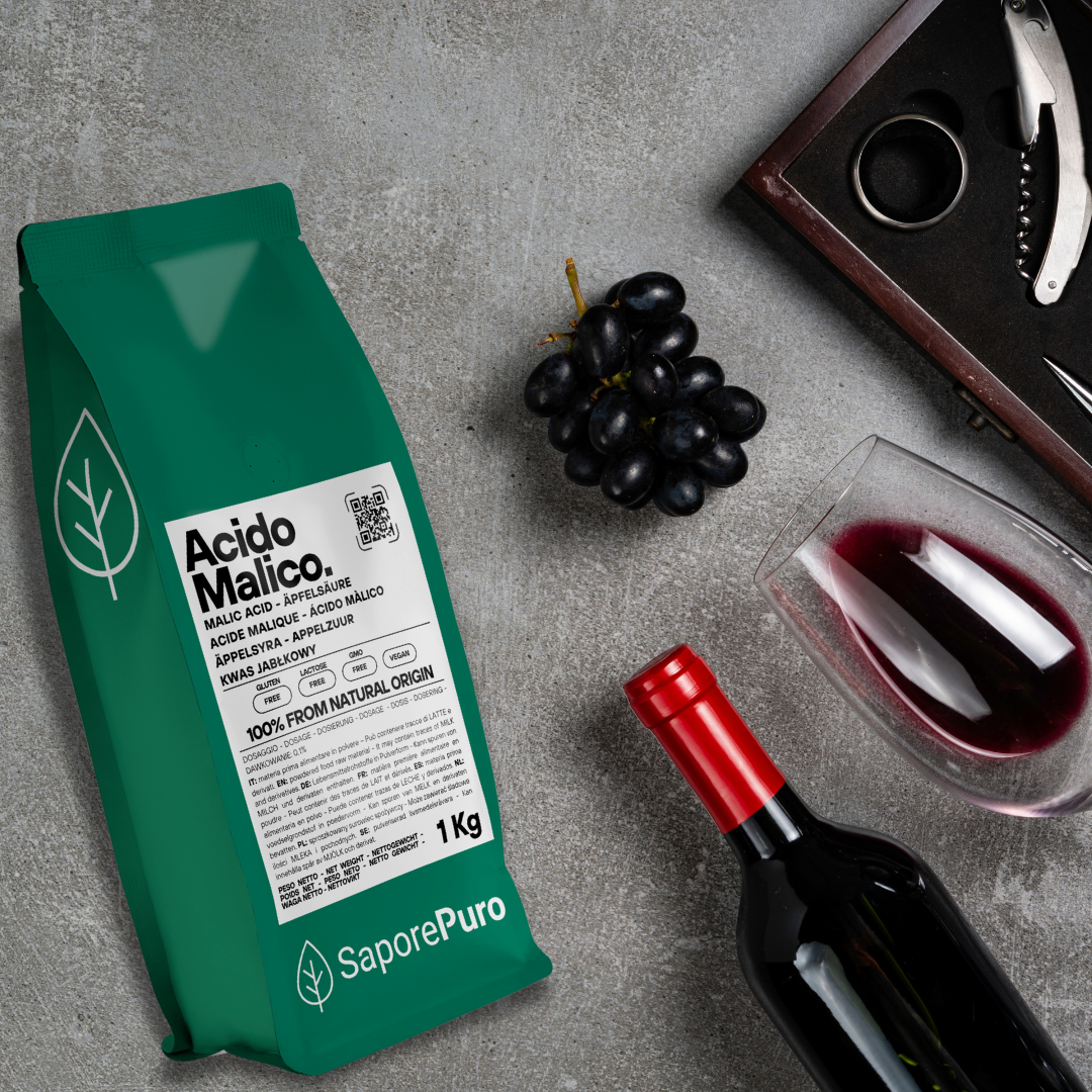 Ácido málico - 1kg - El ingrediente secreto para sus cócteles perfectos - Alimentación - contra la fatiga - para el vino - Enología - SaporePuro