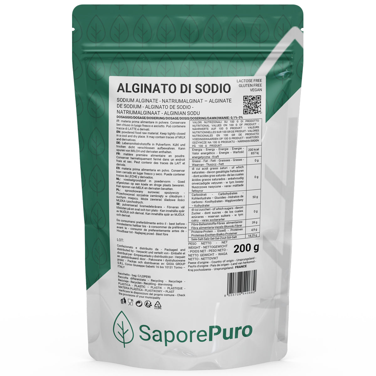 Alginato de sodio (E401) - 200gr - SaporePuro