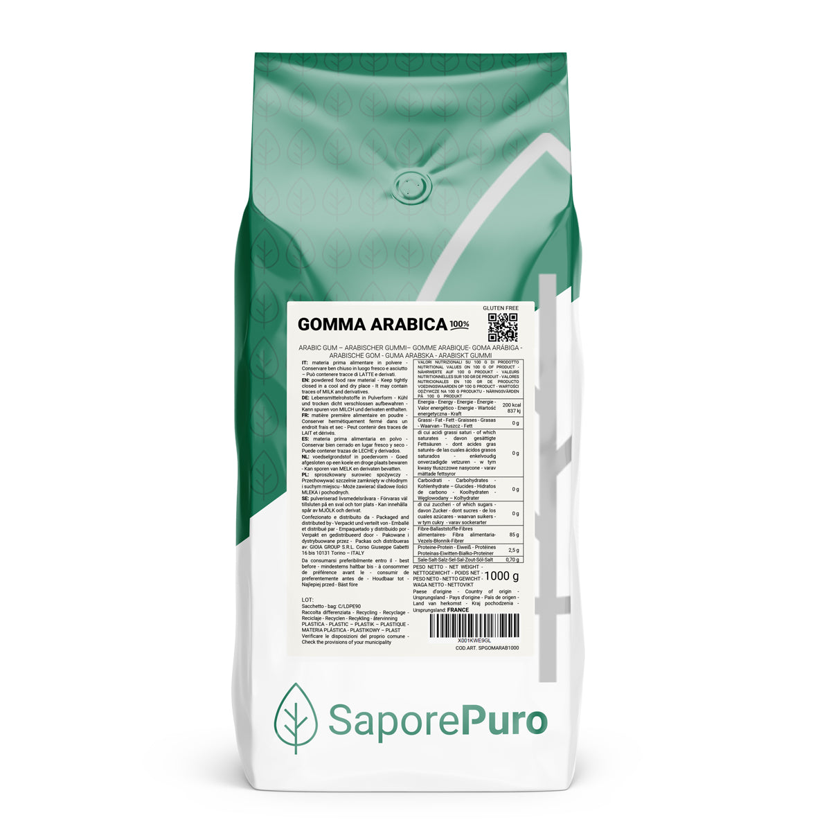 Gomma arabica in polvere - (E414) - 1kg - Confezionato in Italia - SaporePuro