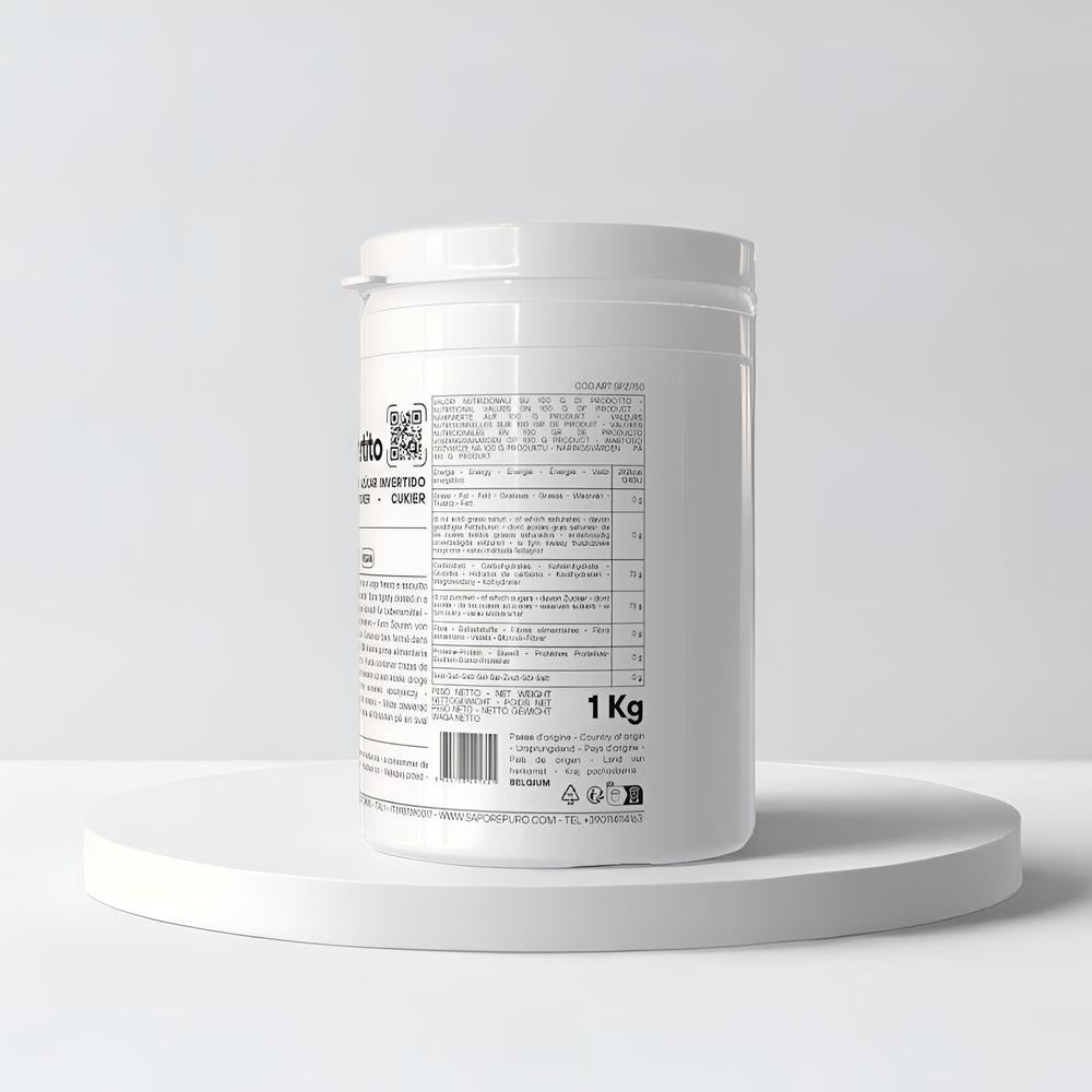 Zucchero invertito SaporePuro, dolcificante naturale per pasticceria e gelateria, in bottiglia con etichetta.