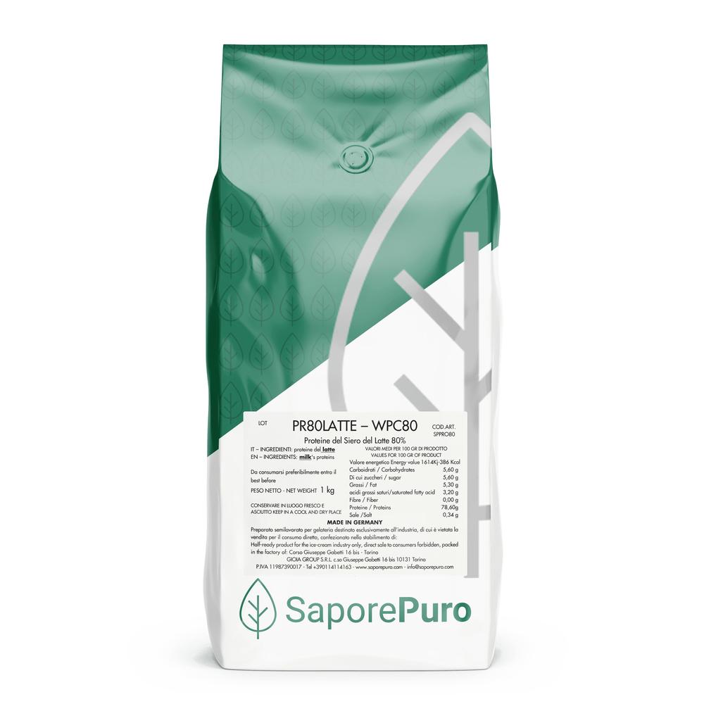 Proteine del Siero del Latte - WPC80 - Whey Protein Concentrate 80% - SaporePuro - 1kg