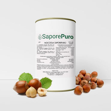 Pasta Nocciola Italiana SaporePuro, 1kg, con tostatura media scura, visibile in immagine e pronta per essere gustata.