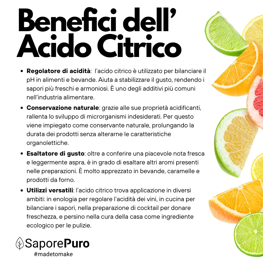 Acido Citrico - Cockatail, Vino, Pulizie, Enologia - Made in EU