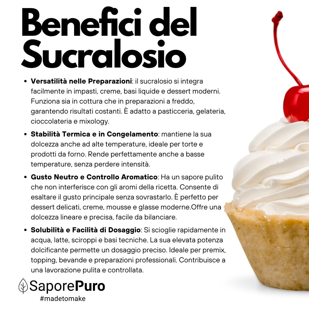 SaporePuro Sucralosio Puro in Polvere – Dolcificante Senza Calorie – Gluten Free – Ideale per Dolci, Bevande e Preparazioni Alimentari