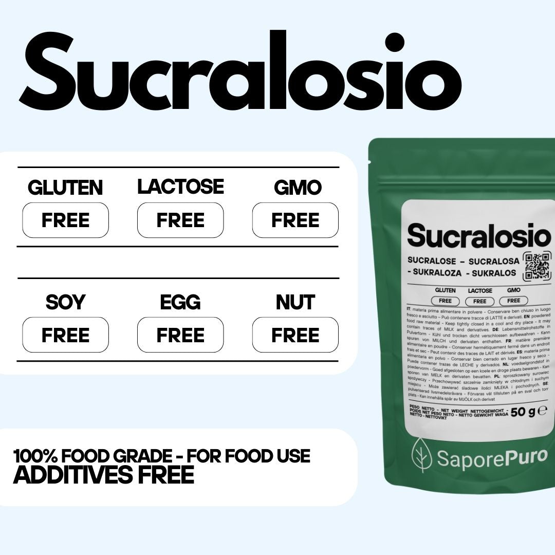 SaporePuro Sucralosio Puro in Polvere – Dolcificante Senza Calorie – Gluten Free – Ideale per Dolci, Bevande e Preparazioni Alimentari
