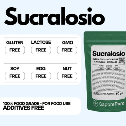 SaporePuro Sucralosio Puro in Polvere – Dolcificante Senza Calorie – Gluten Free – Ideale per Dolci, Bevande e Preparazioni Alimentari