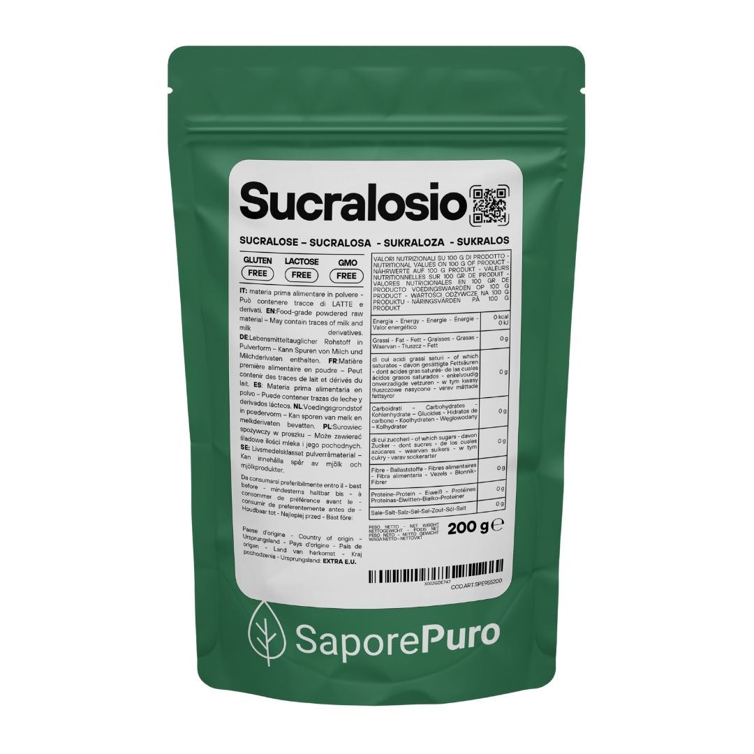 SaporePuro Sucralosio Puro in Polvere – Dolcificante Senza Calorie – Gluten Free – Ideale per Dolci, Bevande e Preparazioni Alimentari