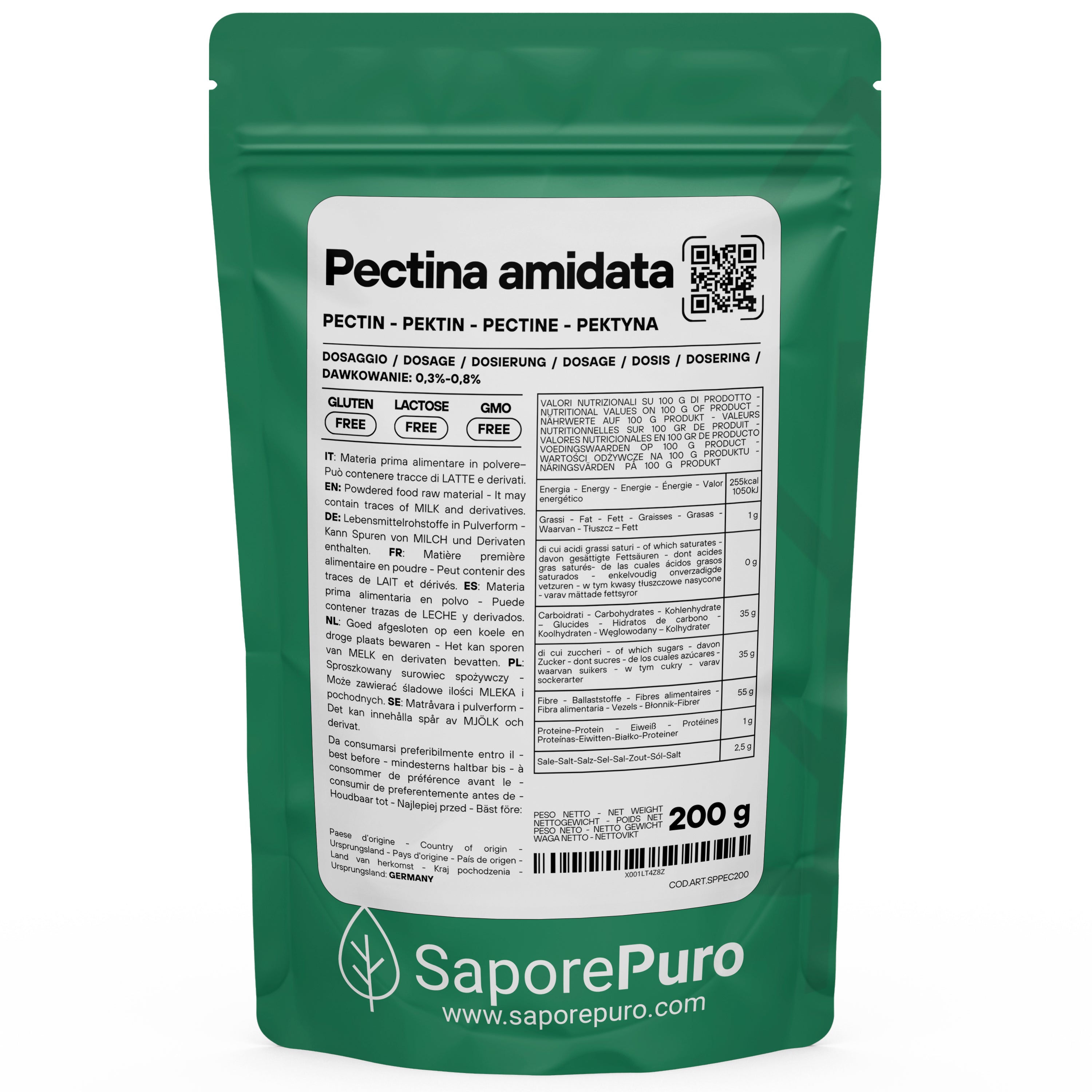 Pektinpulver mit niedrigem Methoxylgehalt (E440ii) - ideal für zuckerarme Konfitüren - SaporePuro