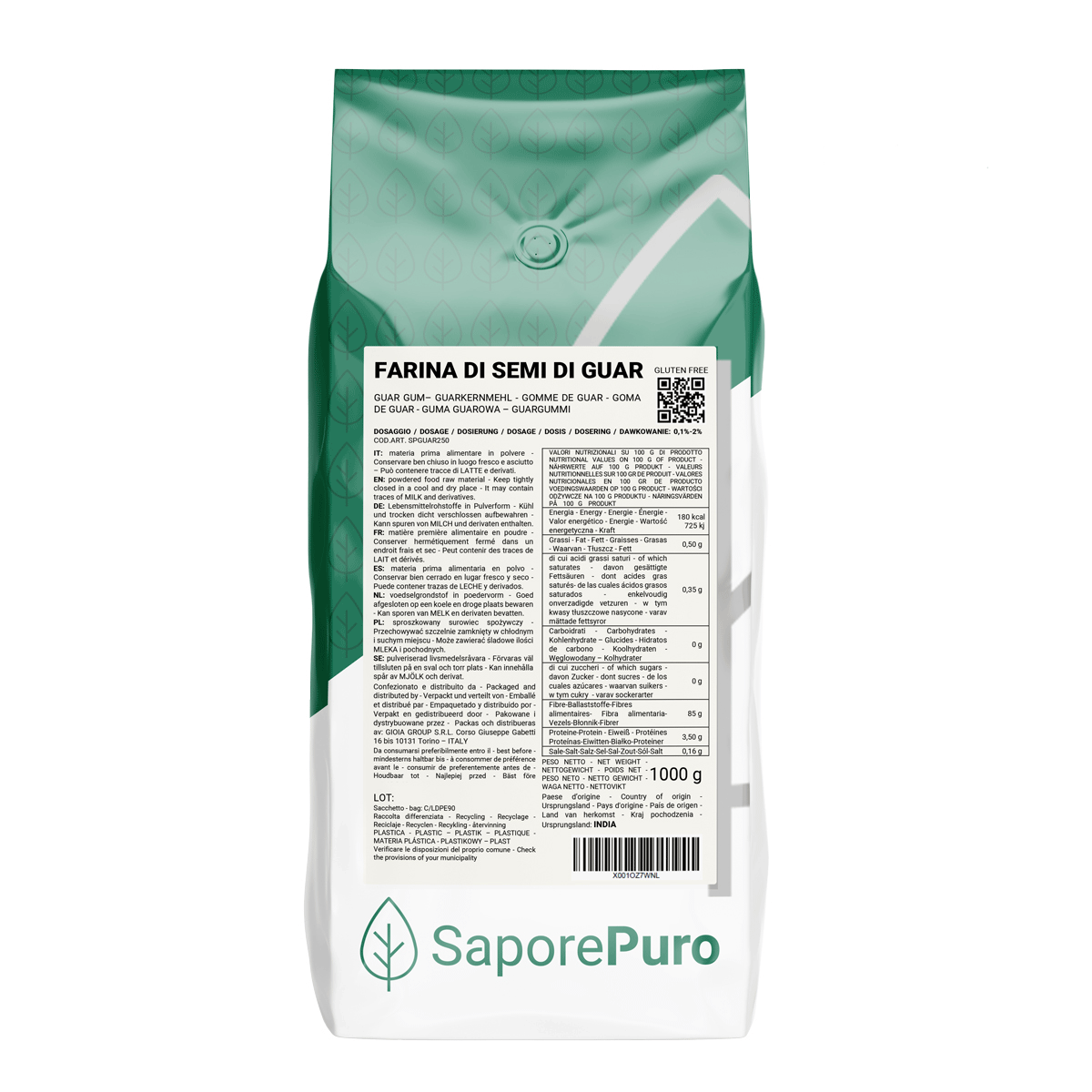 Guarkernmehl - (E412) - 1KG - Herkunft Indien - Verpackt in Italien - SaporePuro