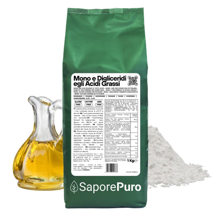 Mono e Digliceridi degli Acidi Grassi E471 – Additivo Alimentare – 1kg – SaporePuro – Prodotto in Europa – Alta Qualità per Gelati, Pasticceria, Panificazione