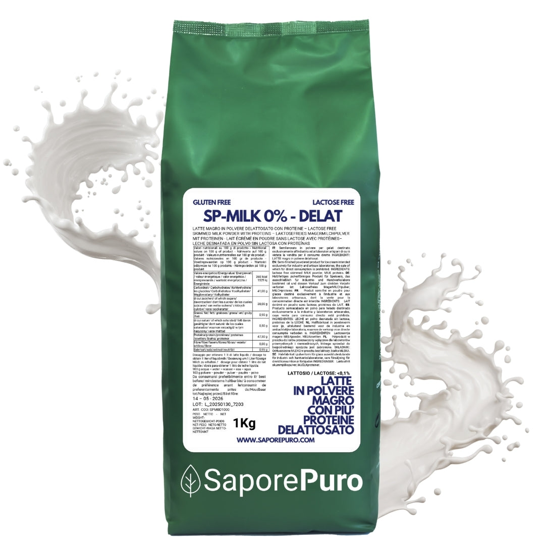 DELATTOSED Low-Fat Powdered Milk with More Protein - Lactose-Free Classic Powdered Milk Substitute for Ice Cream - SP MILK DELAT - SaporePuro