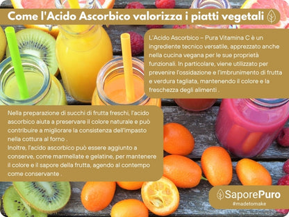 Ascorbic Acid - Pure Vitamin C : The Essential Nutrient for your recipes! - (E300) - Packaged in Italy