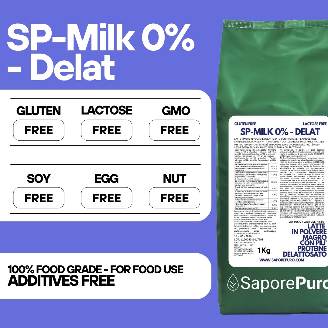 DELATTOSED Low-Fat Powdered Milk with More Protein - Lactose-Free Classic Powdered Milk Substitute for Ice Cream - SP MILK DELAT - SaporePuro