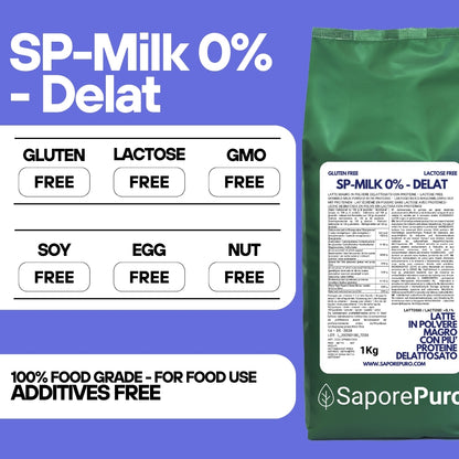 DELATTOSED Low-Fat Powdered Milk with More Protein - Lactose-Free Classic Powdered Milk Substitute for Ice Cream - SP MILK DELAT - SaporePuro
