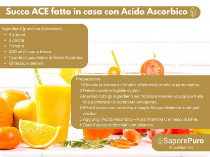 Ascorbic Acid - Pure Vitamin C : The Essential Nutrient for your recipes! - (E300) - Packaged in Italy