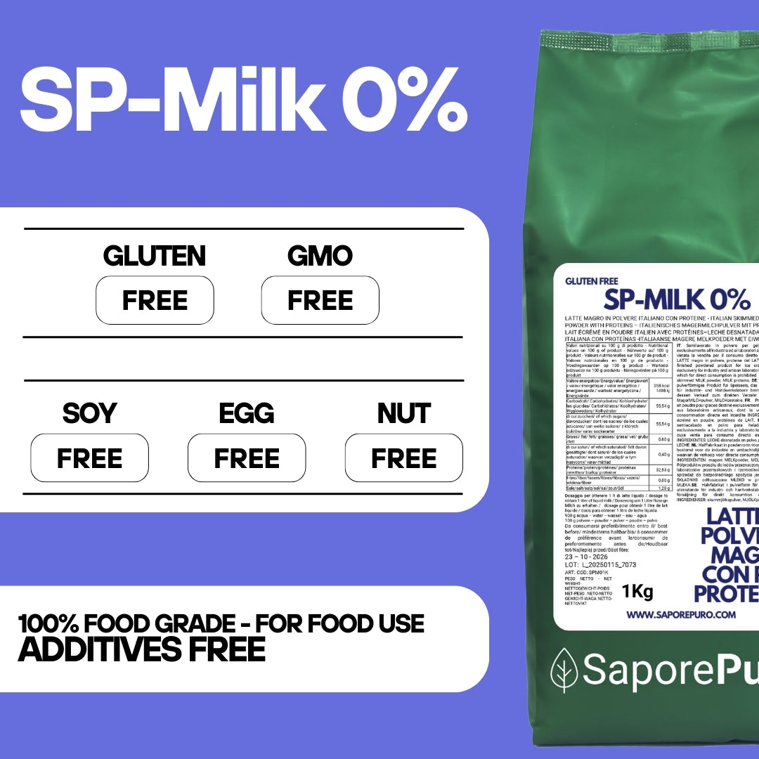 Italian Processed Low-Fat Milk Powder with More Protein - Classic Milk Powder Substitute for Ice Cream, Pastries and Other Uses - SP MILK - SaporePuro