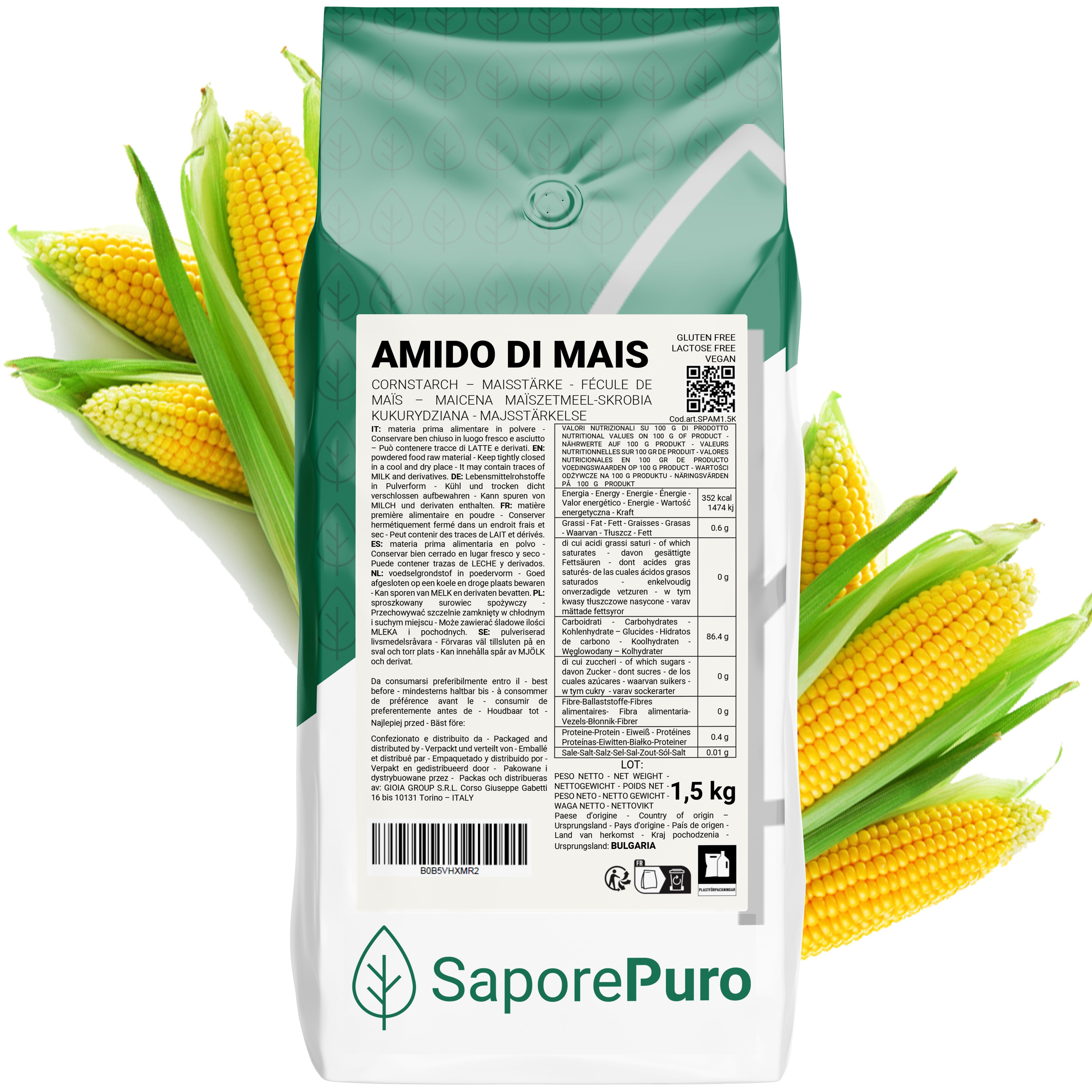 Native Cornstarch - 1.5kg - Powerful, natural and functional thickener- Gluten Free - FlavorPure