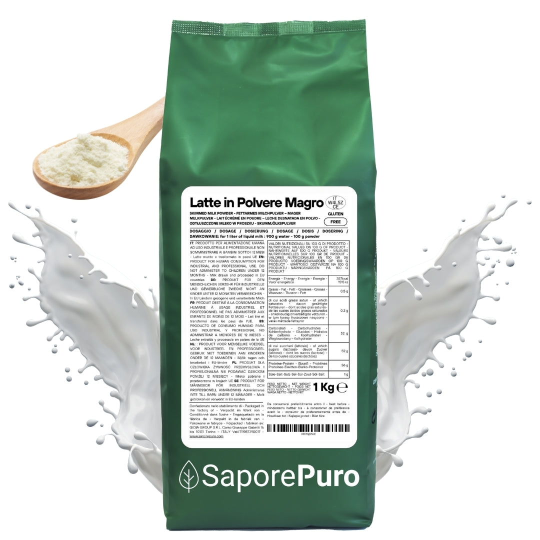 Latte Magro in Polvere - 1kg - Origine E.U., trasformato in Italia - SaporePuro