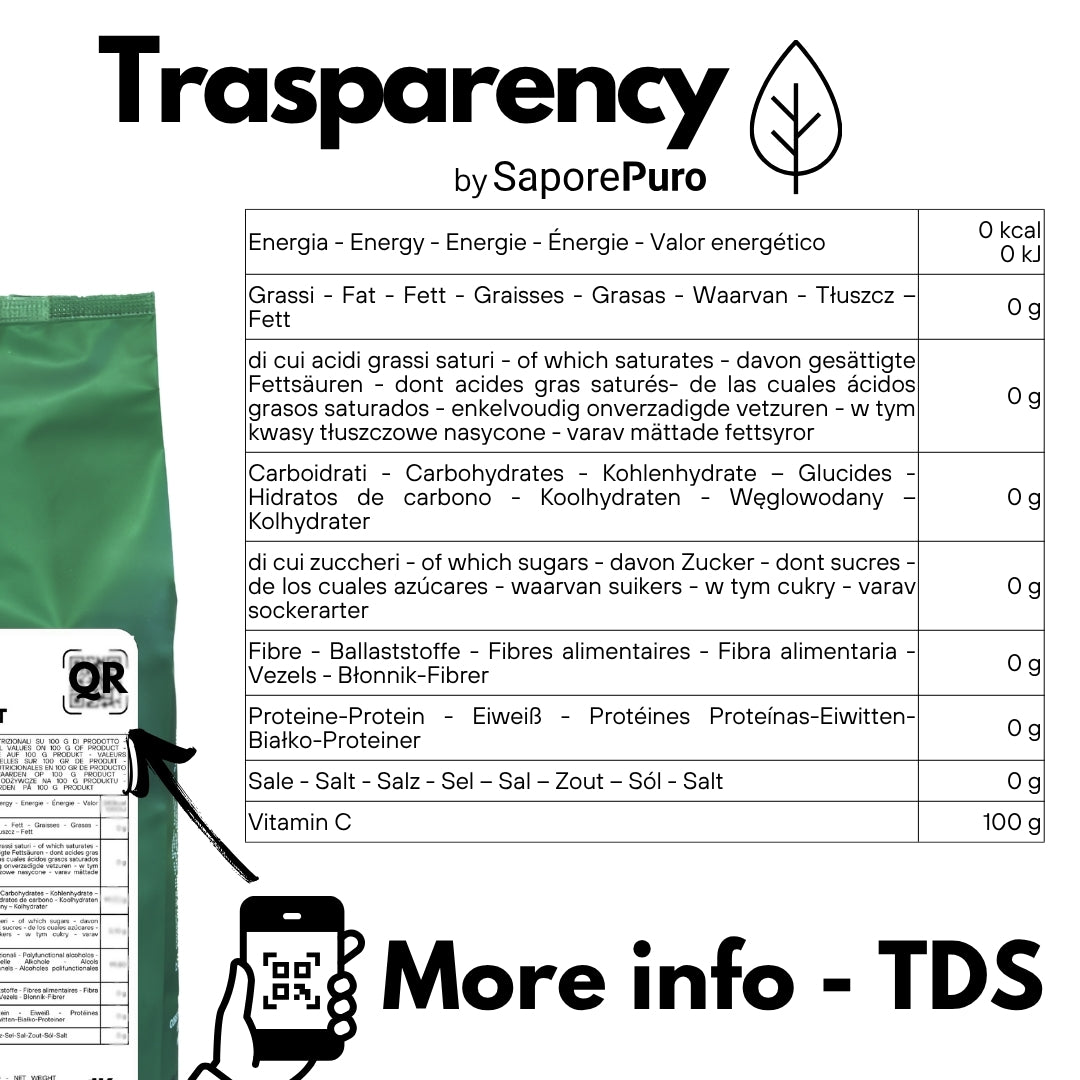 Ascorbic Acid - Pure Vitamin C : The Essential Nutrient for your recipes! - (E300) - Packaged in Italy