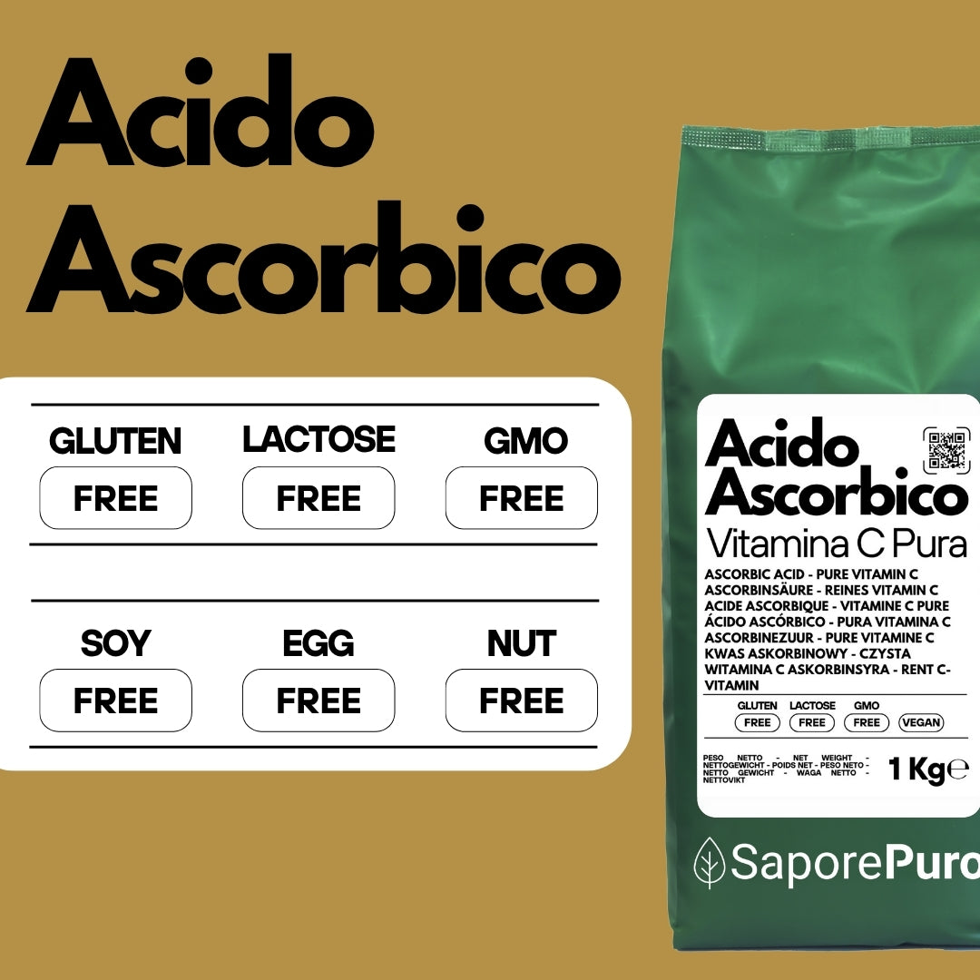 Ascorbic Acid - Pure Vitamin C : The Essential Nutrient for your recipes! - (E300) - Packaged in Italy