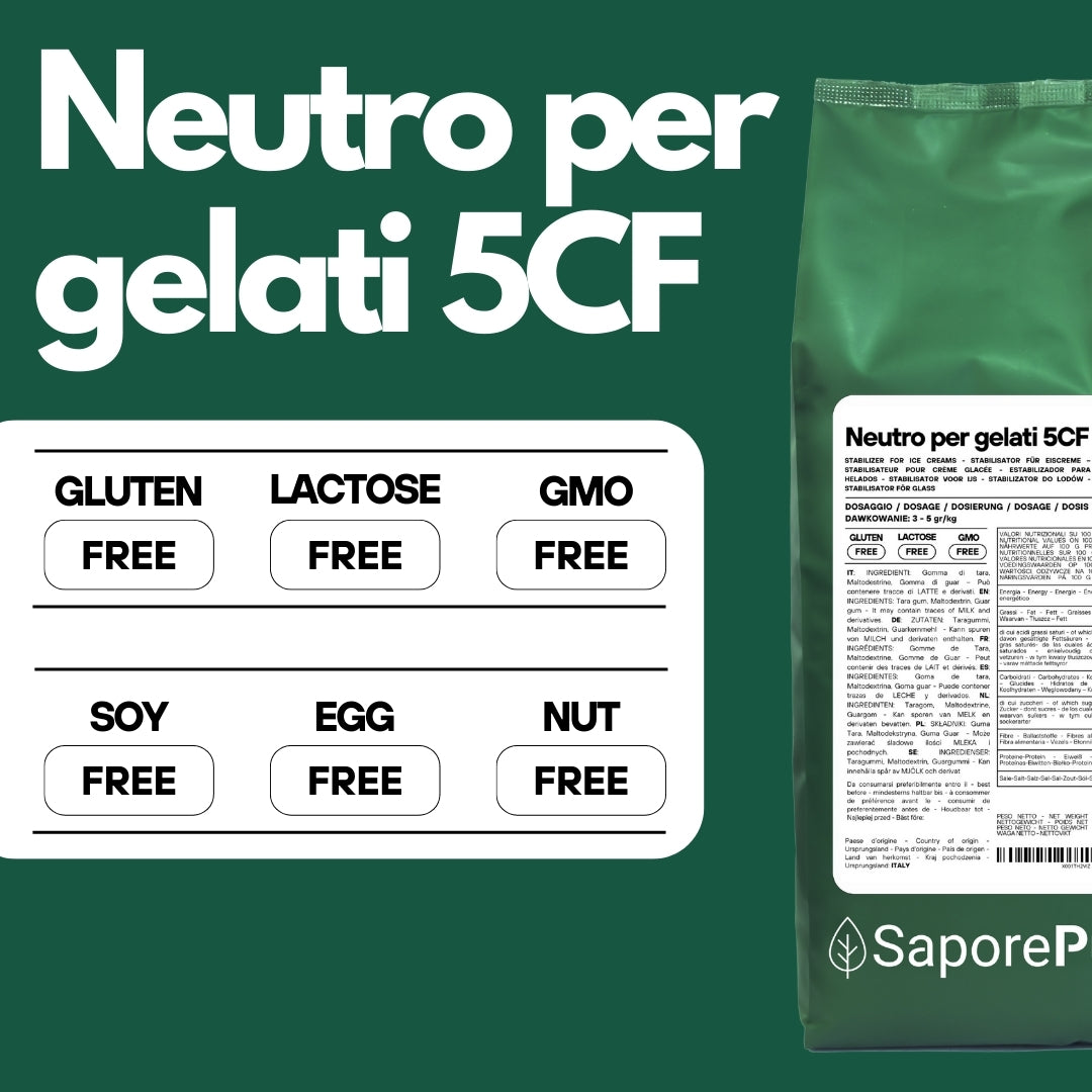 Neutro for ice cream 5CF - Stabilizer for Ice Cream MADE IN ITALY - Hot and cold use - SaporePuro